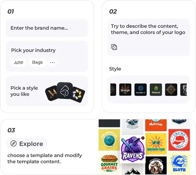 Al Logo Design Process Collage for Small Businesses